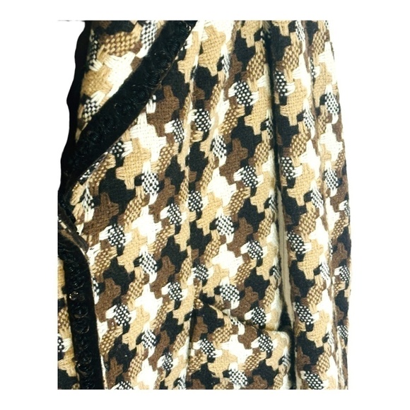 NINE West Vintage Brown Wool Houndstooth Luxury Coat SZ small - Picture 15 of 15
